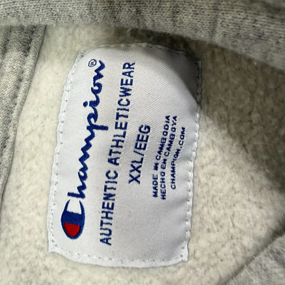 Champion Hoodie Women XXL Gray Crop Pullover‎ Fleece Logo Sweatshirt Authentic